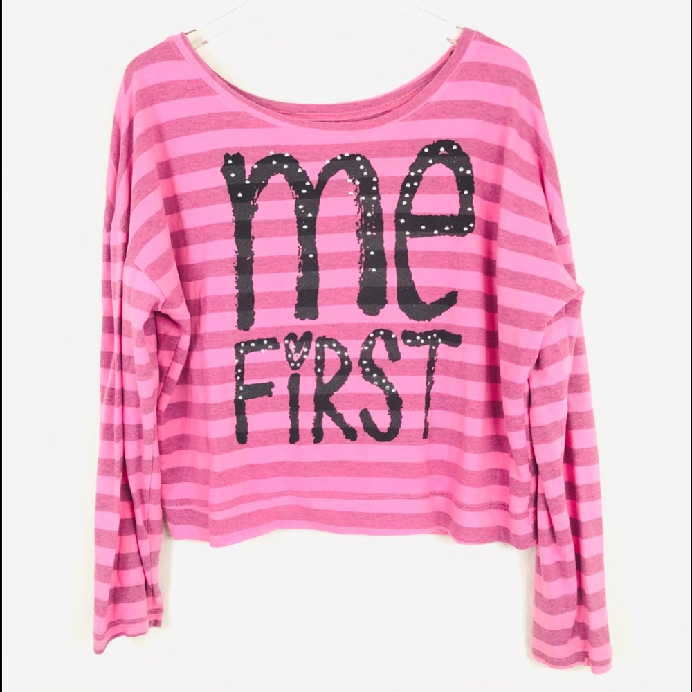 Stranded me first Rhinestone Crop Sweatshirt